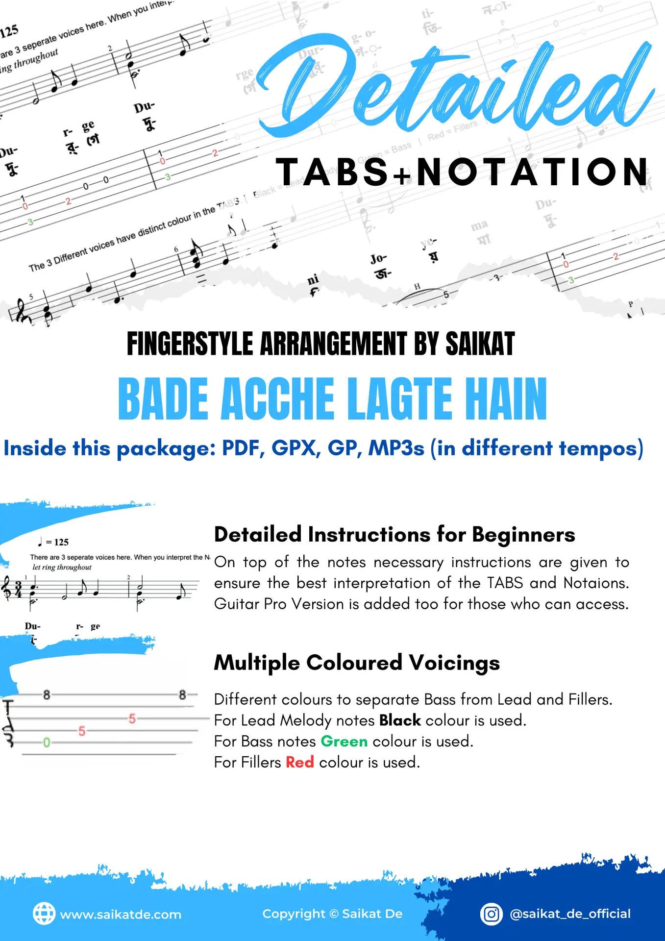 Bade Acche Lagte Hain Fingerstyle Guitar Tab Cover